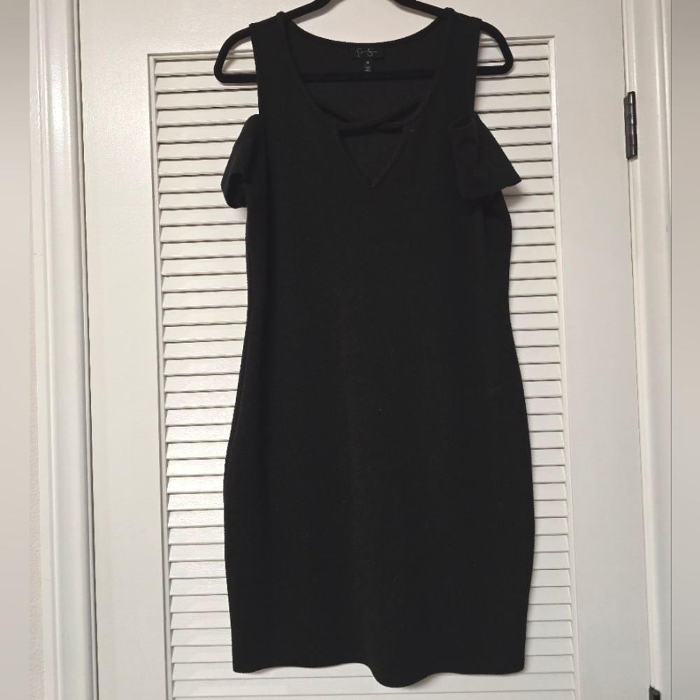 Jessica Simpson - Black Short-Sleeve Cold-Shoulder Dress